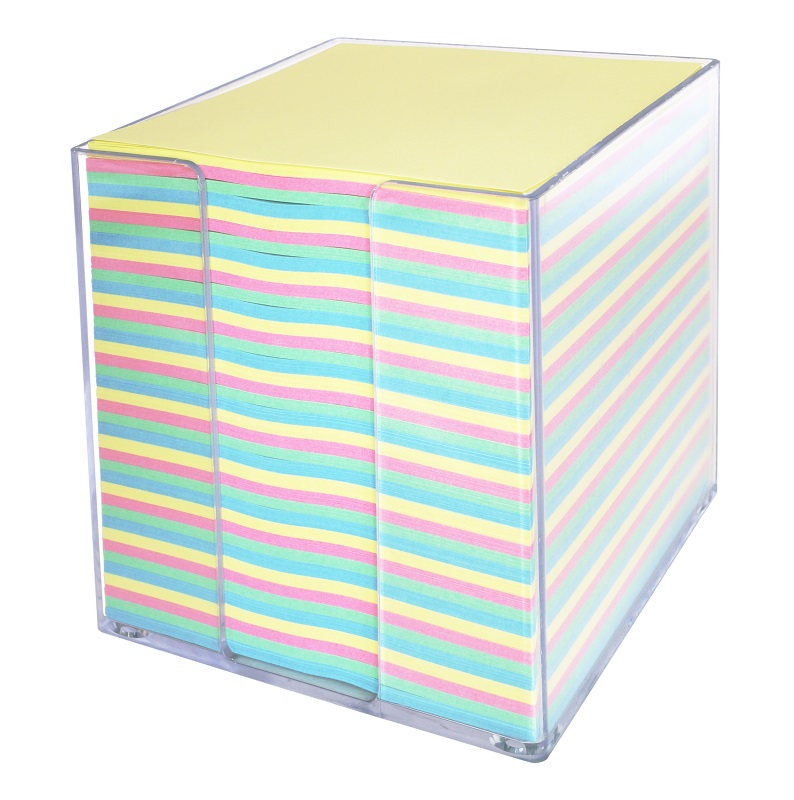 Cub hartie color 9x9x9cm, cu suport de plastic, Aurora