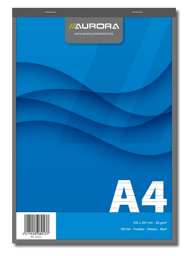 Blocnotes capsat, A4, 100 file - 60g/mp, microperforatii, AURORA Office - dictando