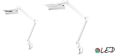 Lampa cu led, 12.4W, 4575 lux - 30cm, cu brat dublu flexibil, lupa incorporata, clema prindere, Alco