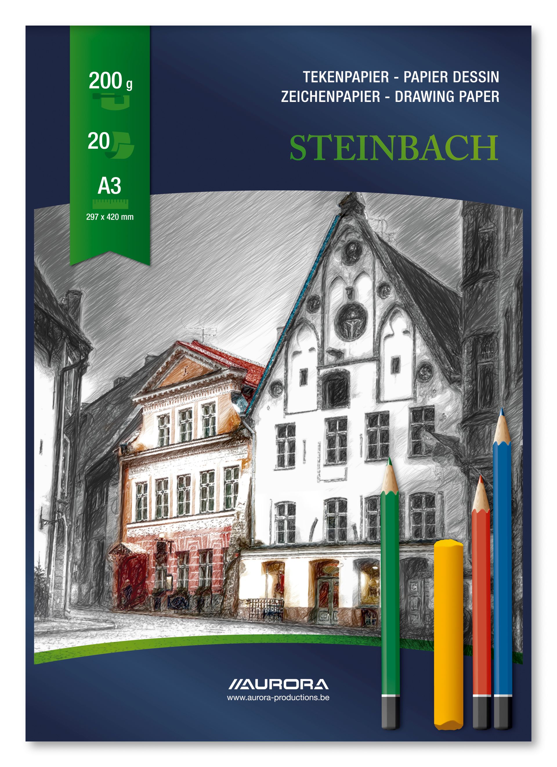 Bloc desen A3, 20 file - 200g/mp, Aurora Steinbach