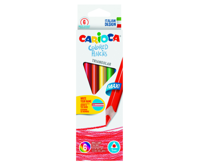 Creioane colorate, hexagonale,  6 culori/cutie, Carioca Jumbo