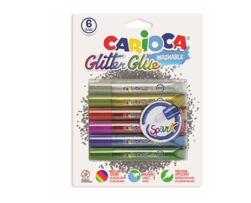 Lipici Glitter 6 culori/blister, Carioca Classic