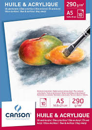 Bloc desen A5, 10 file - 290 g/mp, pentru pictura, CANSON Huile & Acrylique