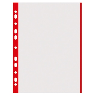 Folie protectie transparenta, cu margine color, 40 microni, 100 folii/set, Donau - margine rosie