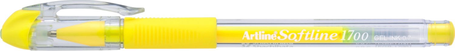 Pix cu gel Artline Softline 1700, rubber grip, varf 0.7mm - galben fluorescent