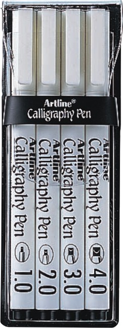 Marker ARTLINE Calligraphy, varf tesit din fetru, 4 buc/set (1.0, 2.0, 3.0, 4.0) - negru