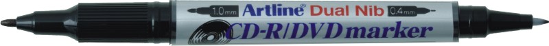 CD/DVD-marker Artline 841T, corp plastic, 2 capete, varfuri rotunde 0.4mm/1.0mm - negru