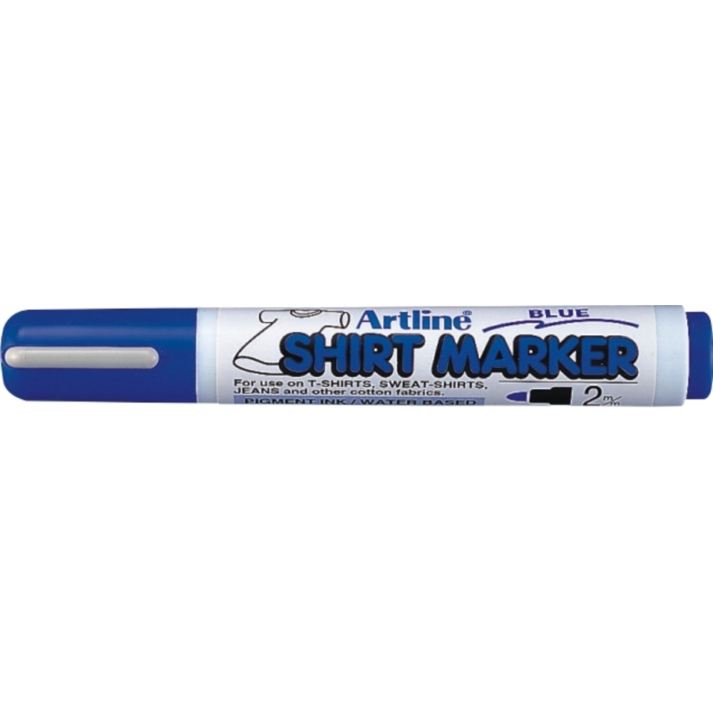 T-Shirt marker Artline, corp plastic, varf rotund 2.0mm - albastru