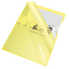 Mapa "L" pentru documente A4, 150 microni, 25/set, Esselte - galben transparent
