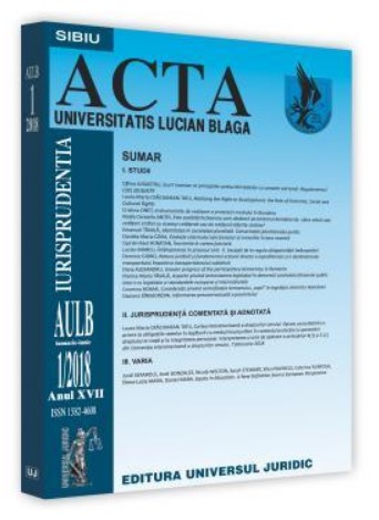 Acta Universitatis Lucian Blaga nr. 1/2018