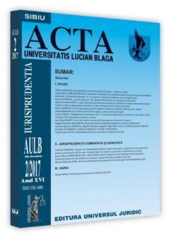Acta Universitatis Lucian Blaga nr. 2/2017