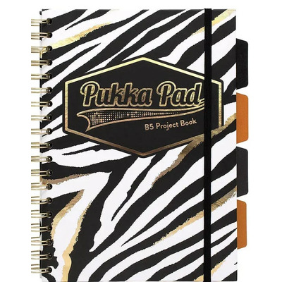 Agenda cu spirala si separatoare Pukka Pad Wild Project Book, B5 dictando-zebra
