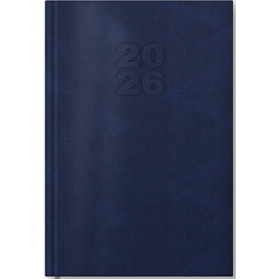 Agenda datata 2026, format A5, 352 file, culoare albastru inchis