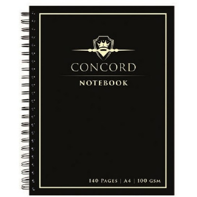 Agenda Pukka Pads Concord A4 cu spirala, 140 pagini, hartie Premium 100 gsm, cu microperforatii, negru