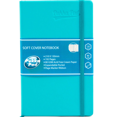 Agenda Pukka Pads Signature PU coperta soft A5 dictando, 192 pagini - AQUA BLUE