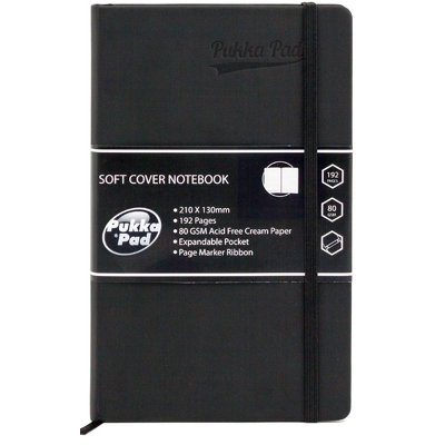 Agenda Pukka Pads Signature PU coperta soft A5 dictando, 192 pagini - NEGRU