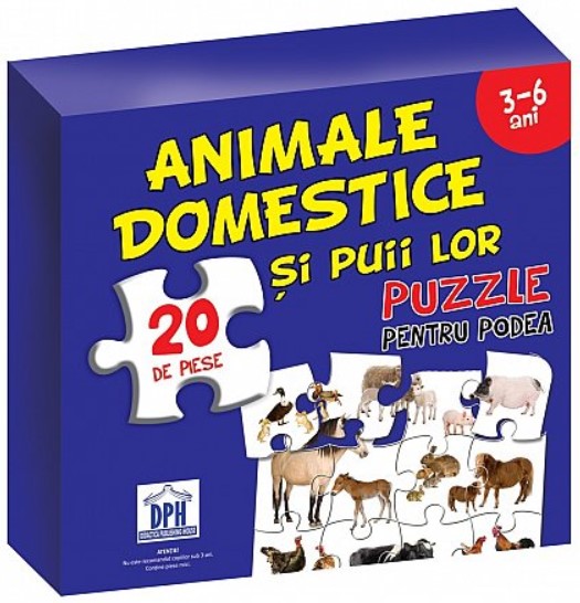 Animale domestice si puii lor - Puzzle pentru podea cu 20 de piese (3-6 ani)