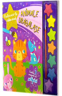 Animale dragalase. Distreaza-te colorand. Contine 7 acuarele cu sclipici