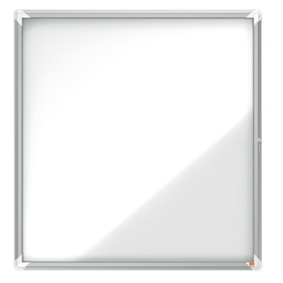 Avizier NOBO Premium Plus, exterior, otel emailat, 12x A4, cu usa si cheie, magnetic, alb