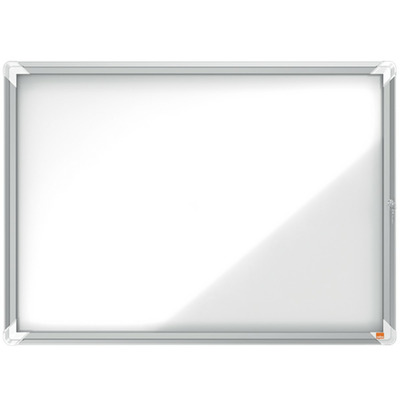 Avizier NOBO Premium Plus, exterior, otel emailat, 8x A4, cu usa si cheie, magnetic, alb