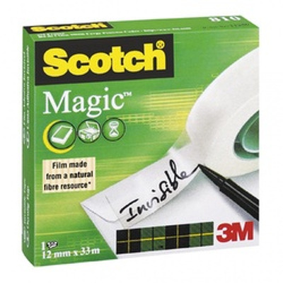 Banda adeziva transparent mata, invizibila la copiere, se rupe usor, 12mm x 33m, 3M - SCOTCH Magic