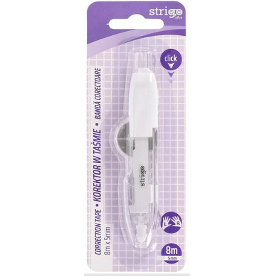 Banda corectoare Strigo Pix cu mecanism, 5mm x 8m, alb