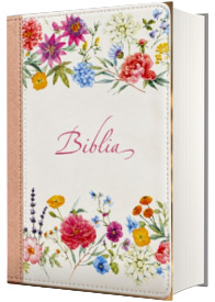 Biblia mica, 053, alb, model floral, repertoar, fermoar Biblia mica, 053, alb, model floral, repertoar, fermoar