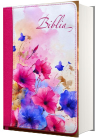 Biblia mica, 053, rosu, model floral, repertoar, fermoar Biblia mica, 053, rosu, model floral, repertoar, fermoar