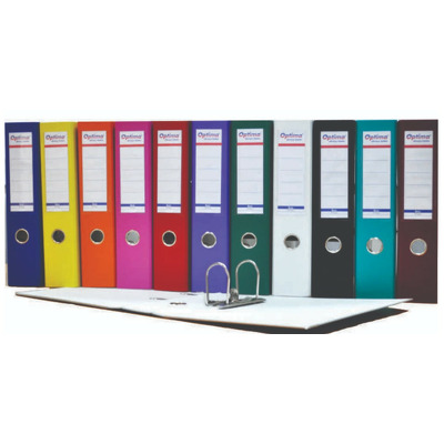 Biblioraft A4, plastifiat PP/paper, margine metalica, 75 mm, Optima Basic - albastru