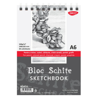 Bloc A6 schite 160 gr 30 file DACO BD616