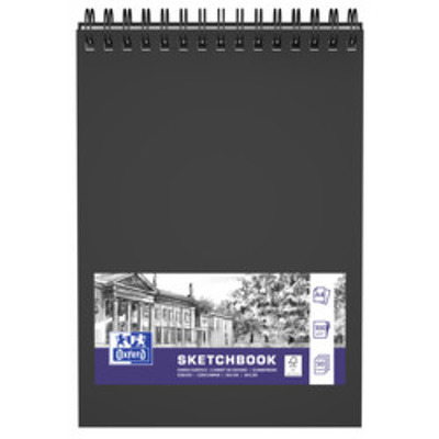 Bloc desen cu spirala, OXFORD Sketchbook, A4, 50 file - 100g/mp, coperta carton rigid negru