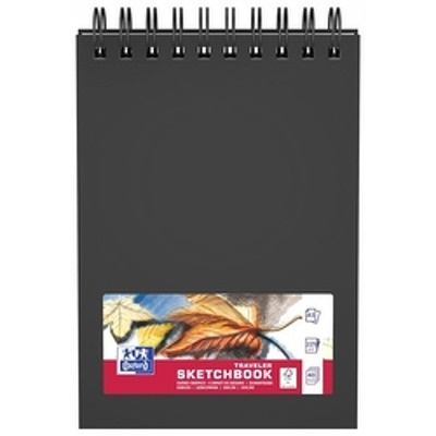 Bloc desen cu spirala, OXFORD Sketchbook, A5, 40 file - 225g/mp, coperta carton rigid negru