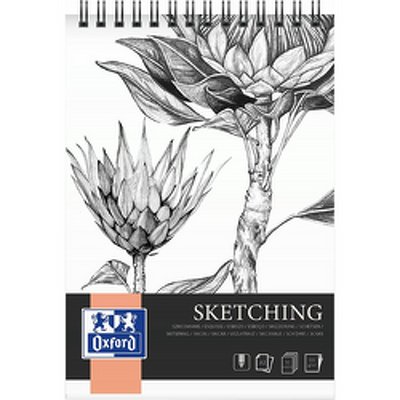 Bloc desen cu spirala, OXFORD Sketching, A3, 50 file - 120g/mp, coperta carton - design flori