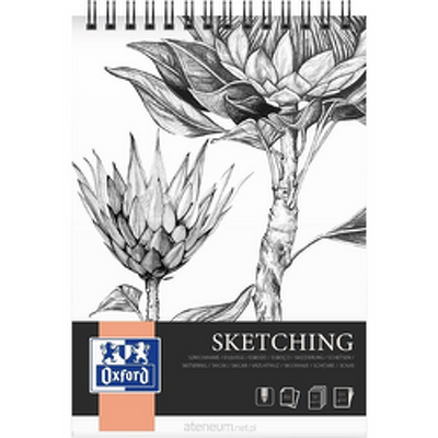 Bloc desen cu spirala, OXFORD Sketching, A4, 50 file - 120g/mp, coperta carton - design flori