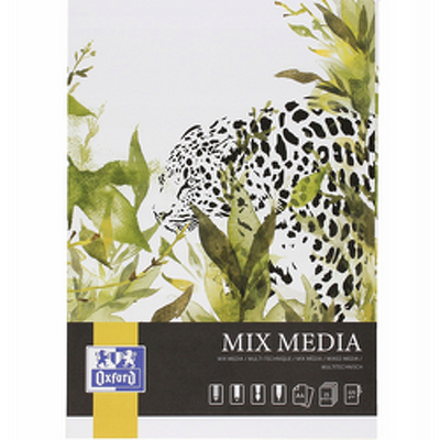 Bloc desen OXFORD Mixed Media, A4, 25 file - 225g/mp, coperta carton - design leopard