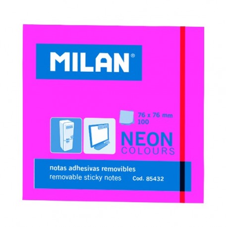Bloc notes adeziv 76 x 76 Roz neon Milan