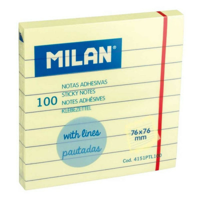 Bloc notes adeziv 76x76 liniat galben pal, Milan
