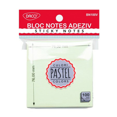 Bloc notes adeziv 76x76 mm Verde pastel