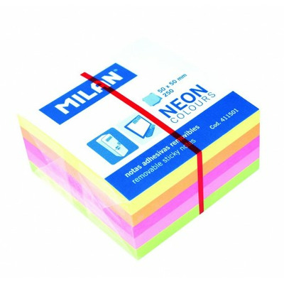 Bloc notes adeziv cub 50 x 50 5 culori neon