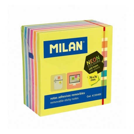 Bloc notes adeziv cub 76X76 7 culori neon MILAN