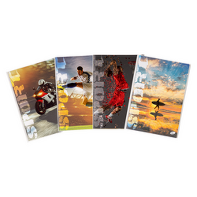 Caiet A4, 60 file, 80gsm, coperta carton 300gsm, design sports - matematica