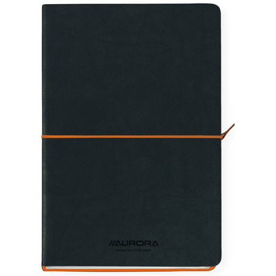 Caiet A5, 192 file-hartie cream FSC 80gsm, coperta soft-touch negru/orange, Tesoro-dictando