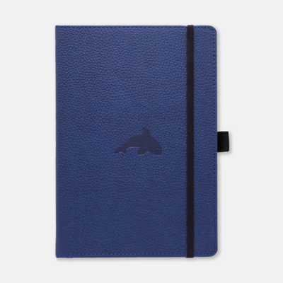 Caiet cu elastic, A5 , 96 file-100g/mp-cream, coperti rigide albastre, Dingbats Whale - dictando