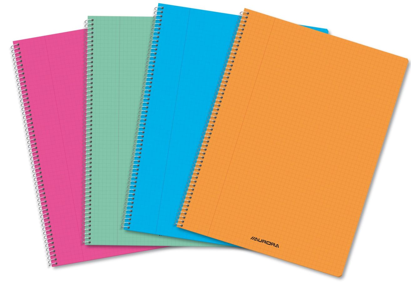 Caiet cu spirala, A4, 60 file - 80g/mp, coperta PP transparent color, AURORA - dictando