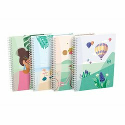Caiet cu spirala, OXFORD Horizons, B5, 60 file-90g/mp, Scribzee, coperta carton assorted design-mate