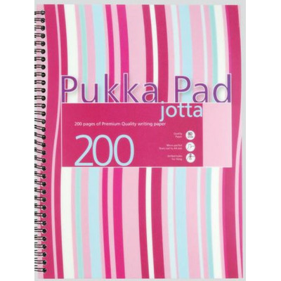 Caiet cu spirala Pukka Pad Stripes dictando A4, 200 pag, coperti PP, roz