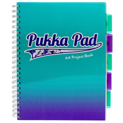 Caiet cu spirala si separatoare A4, matematica, albastru marin Pukka Pads Project Book Fusion