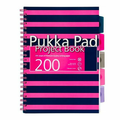 Caiet cu spirala si separatoare A4, matematica, roz Pukka Pads Project Book Navy