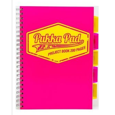 Caiet cu spirala si separatoare A4, matematica, roz Pukka Pads Project Book Neon
