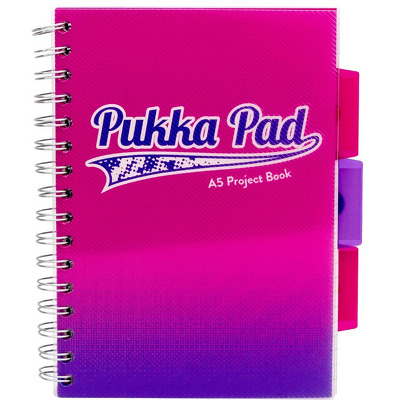Caiet cu spirala si separatoare A5, matematica, roz Pukka Pads Project Book Fusion
